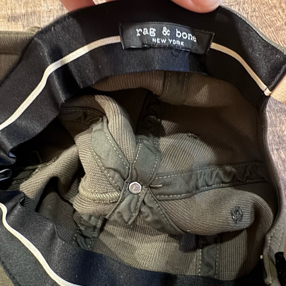 🧢 Rag & Bone Olive Green Baseball Cap – Leather Strap Adjustable - Picture 3 of 5